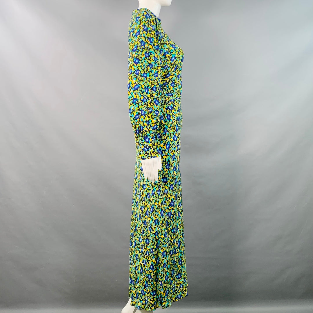 RAILS Size S Carmel Black Green Yellow Rayon Blend Floral Cutout Midi Dress