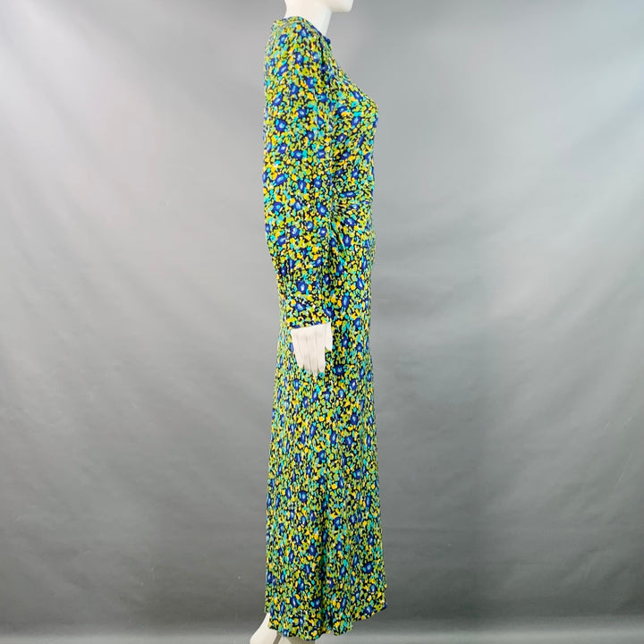 RAILS Size S Carmel Black Green Yellow Rayon Blend Floral Cutout Midi Dress