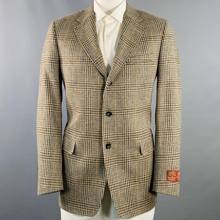 O'CONNELL'S Size 42 Long Brown Green Glenplaid Wool Sport Coat