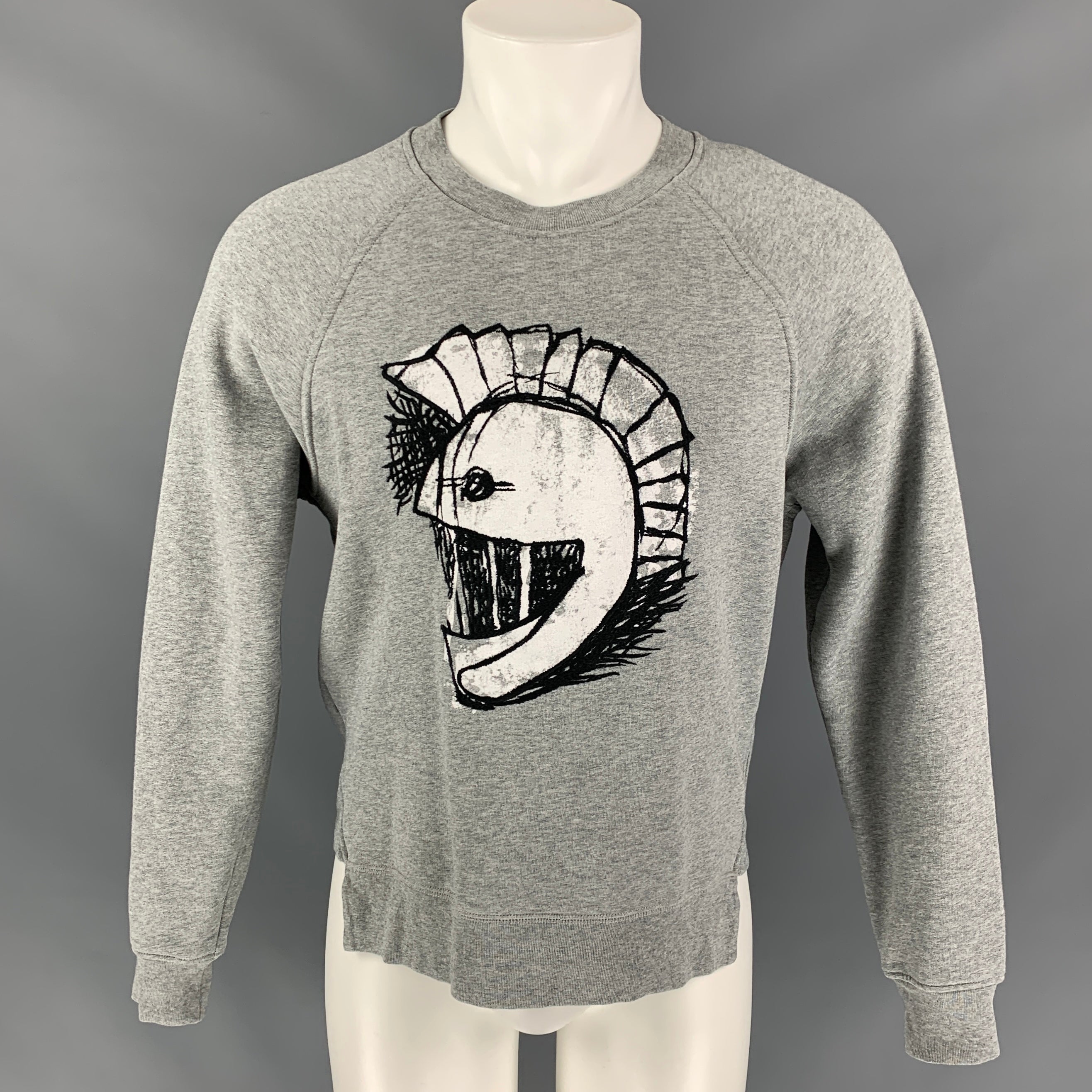 BURBERRY Spring 2017 Size S Grey Graphic Cotton / Polyester Crew