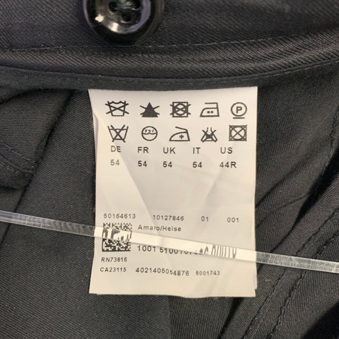 HUGO BOSS Size 44 Black Wool Single Breasted Notch Lapel Suit