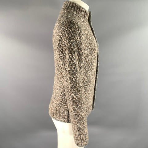 MONCLER Size S Grey Tan Knit Wool Blend Button Up Jacket