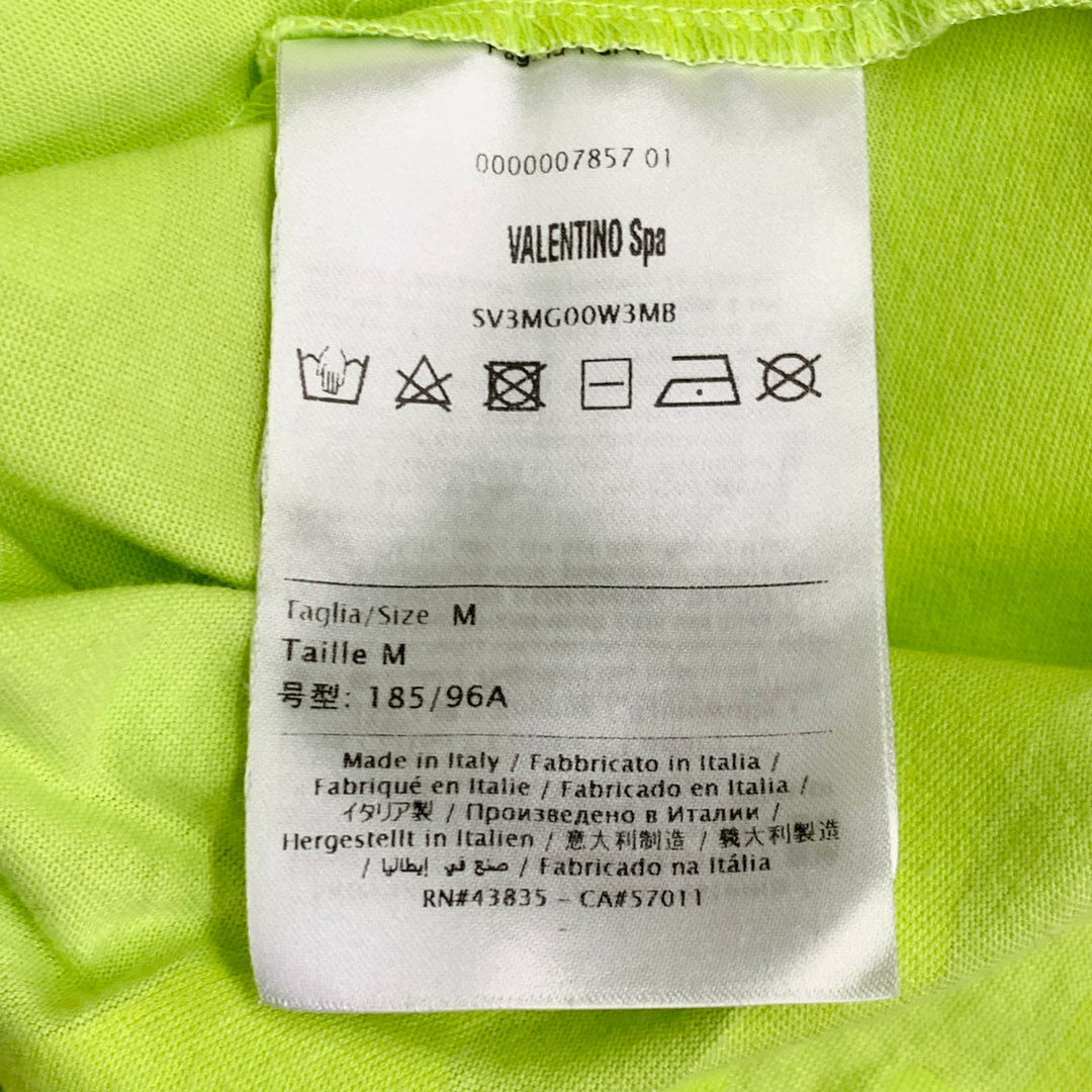 VALENTINO Size M Neon Green Yellow Camouflage Cotton Crew Neck T-shirt