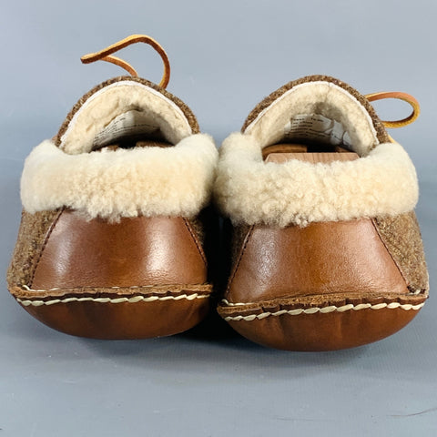 RALPH LAUREN Size 10.5 Yarmond Brown Cream Herringbone Wool Moccasin Loafers