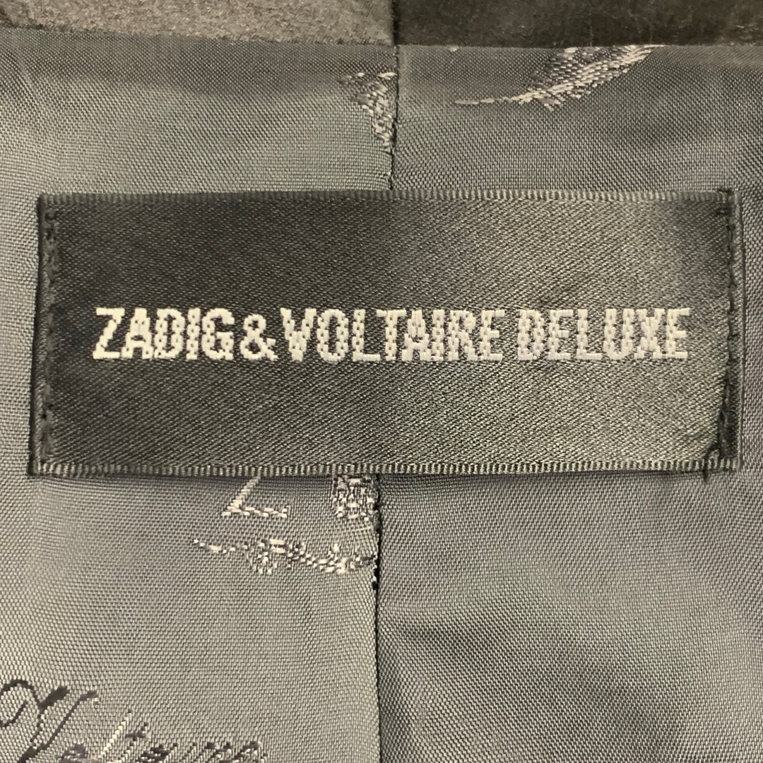 ZADIG & VOLTAIRE Size M Steel Blue Black Wool Shawl Collar Sport Coat