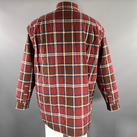 ACNE STUDIOS Size 42 Burgundy Green Beige Plaid Polyester Cotton Jacket
