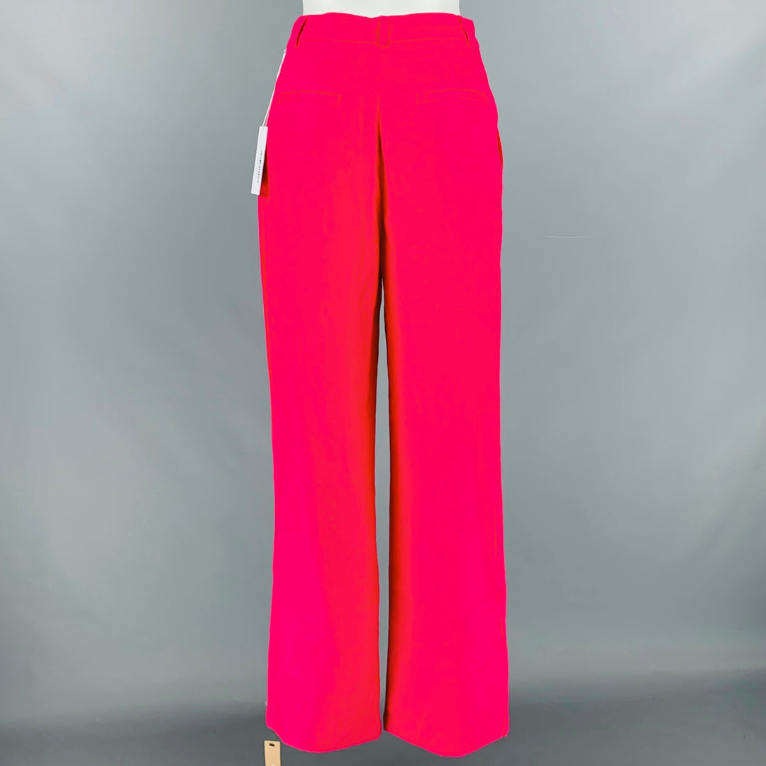 REFORMATION Pantalon habillé à jambe large plissé en lin rouge taille 2
