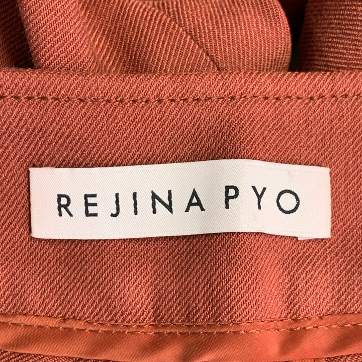 REJINA PYO Size 6 Brown Brick Linen Blend One Pocket Dress Pants