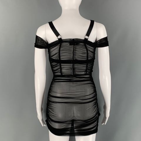 GUIZIO Vestido recto de malla negro talla XS