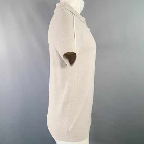 REISS Size S Gammo Grey White Terry Polyamide Blend Zip Up Polo