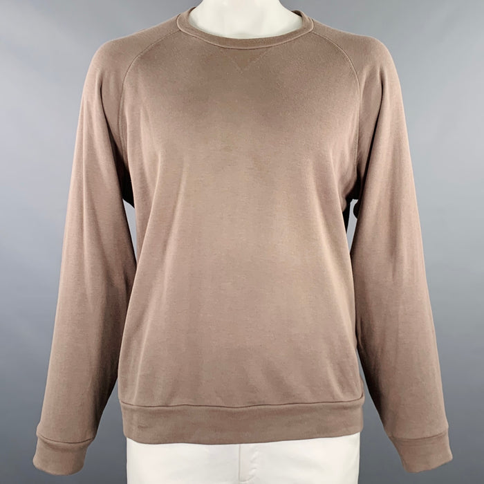 BOTTEGA VENETA Size L Brown Cotton Crew Neck Sweatshirt