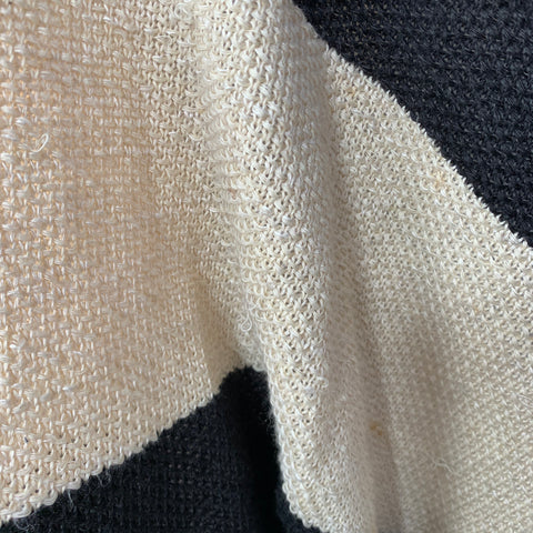 RALPH LAUREN Size M/L Black Beige Linen Silk Color Block Cardigan