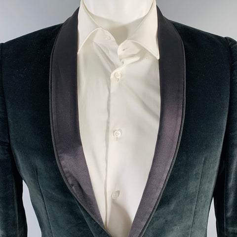 THE KOOPLES Size 38 Black Velvet Cotton Velvet Shawl Sport Coat