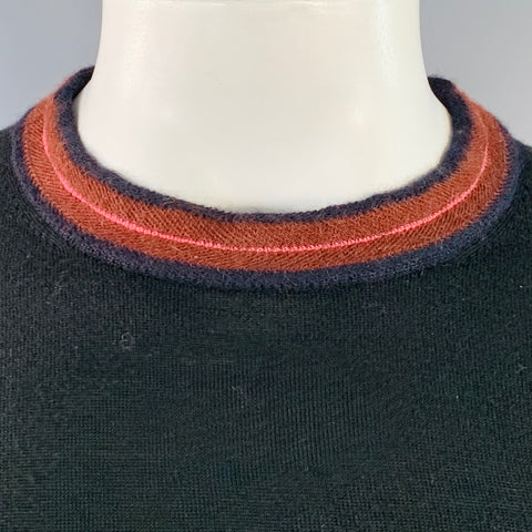PS by PAUL SMITH Size L Black Burgundy Contrast Trim Crew Neck Pullover