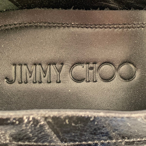 JIMMY CHOO Size 10 Black Diagonal Stripe Leather Pointed Toe Lace-Up Shoes