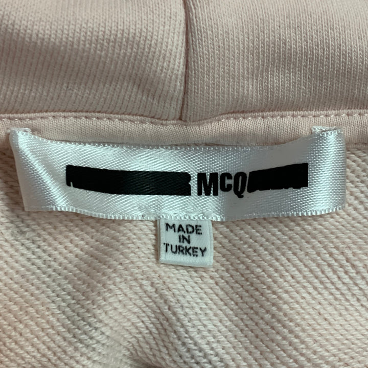 MCQ by ALEXANDER MCQUEEN Size XXL Pink Black Birds Cotton Hooded Sweatshirt