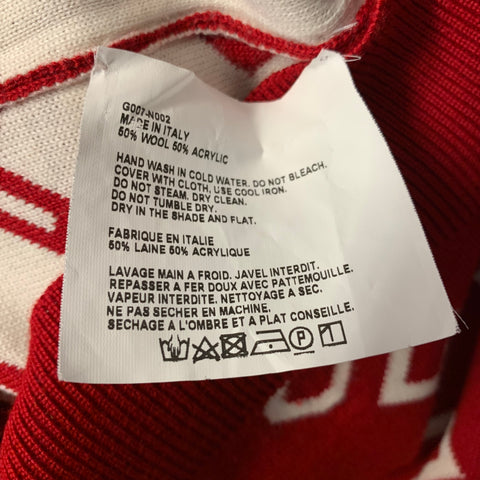 GOSHA RUBCHINSKIY Red White G007-N002 Letters Wool Blend Pull On Sweater
