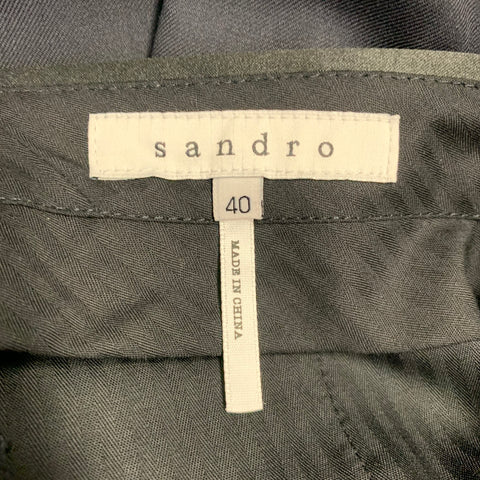 SANDRO Size 32 Navy Black Wool Tuxedo Dress Pants