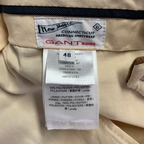 GANT Size 32 Tan Woven Wool Blend Cuffed Casual Pants