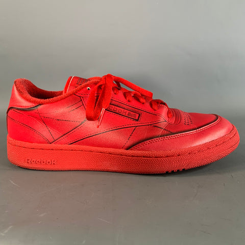 MAISON MARGIELA Size 9.5 Red Black Comic Leather Cup sole Sneakers