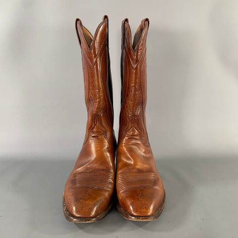 LUCCHESE Size 9 Brown Leather Pull On Boots