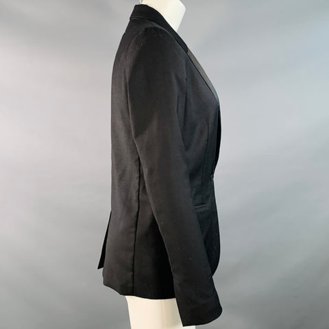 MM6 MAISON MARGIELA Size 2 Black Wool Shawl Collar Jacket Blazer