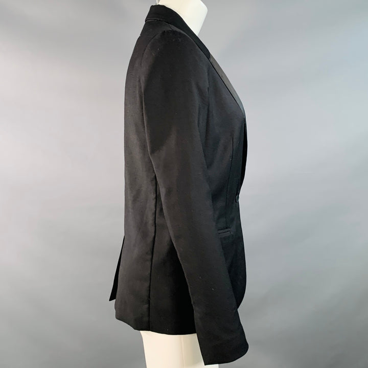 MM6 MAISON MARGIELA Size 2 Black Wool Shawl Collar Jacket Blazer