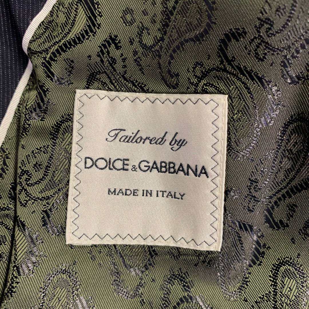 DOLCE & GABBANA Size 40 Grey Charcoal Pinstripe Cotton Sport Coat