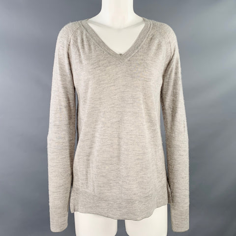 MARGARET OLEARY Size XS Grey Cashmere Heather V-Neck Pullover