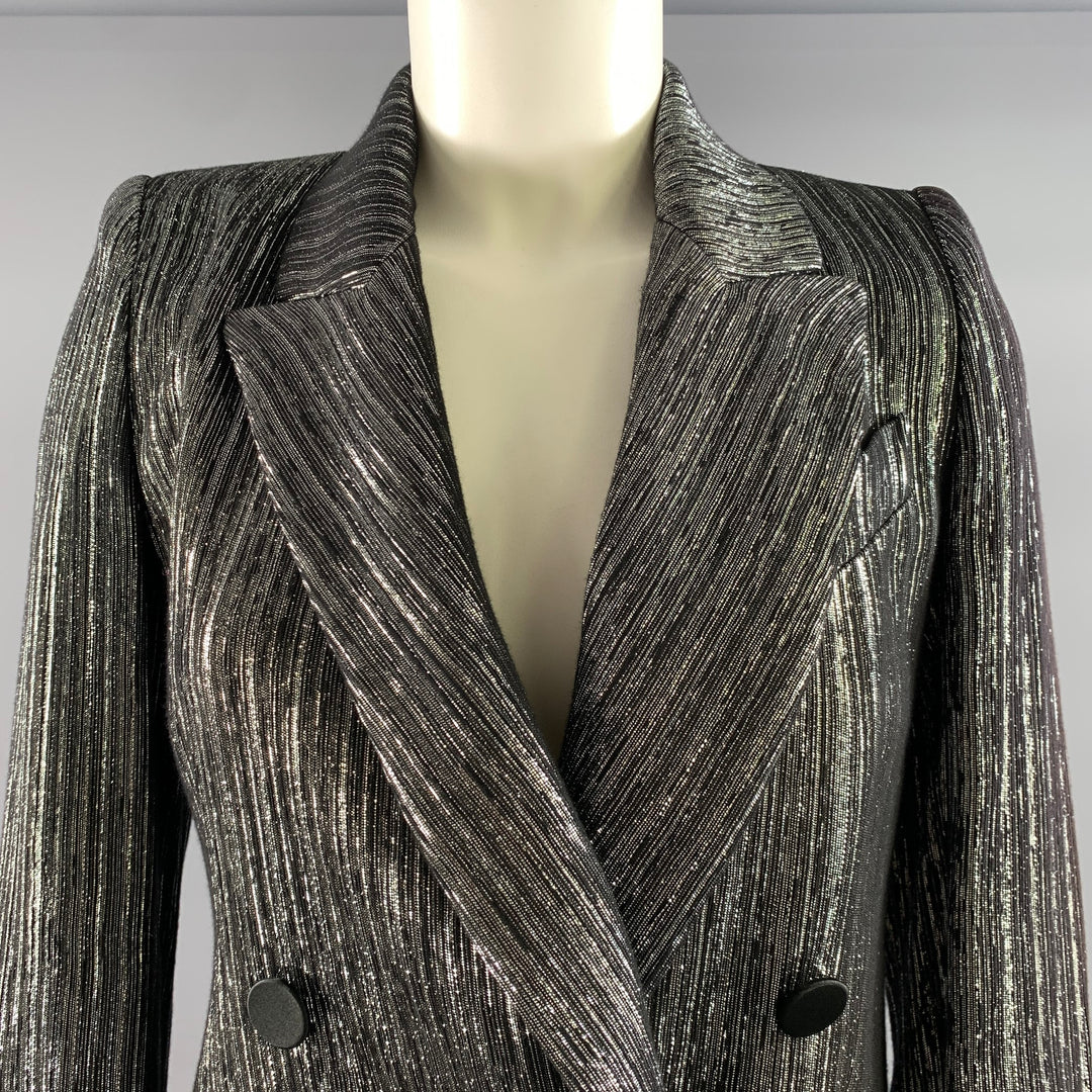 ISABEL MARANT Size 2 Black Silver Viscose Polyester Jacket