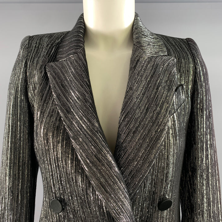 ISABEL MARANT Size 2 Black Silver Viscose Polyester Jacket