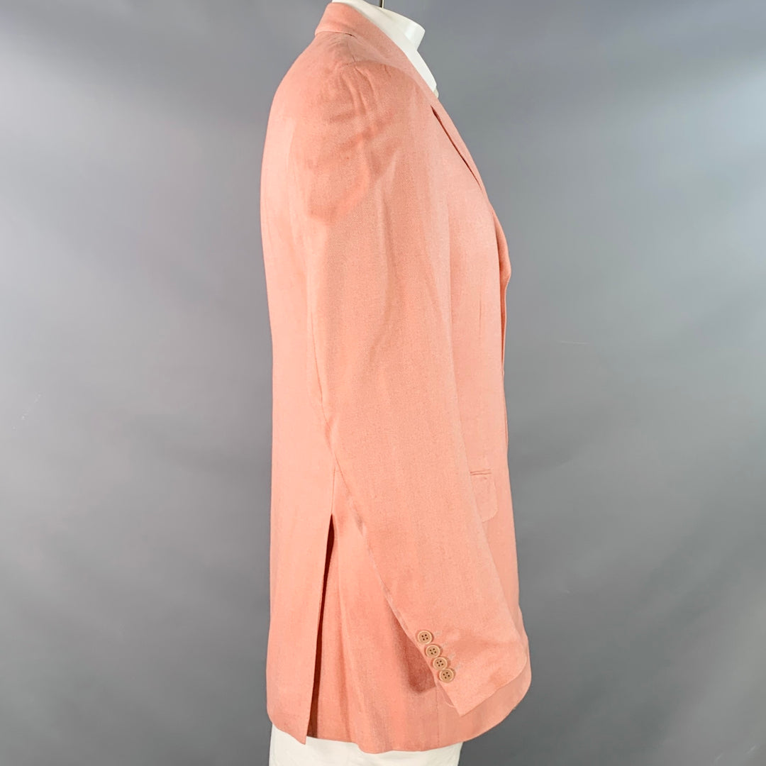 CANALI Size 42 Long Pink Bamboo Rayon Single Breasted Three Button Sport Coat
