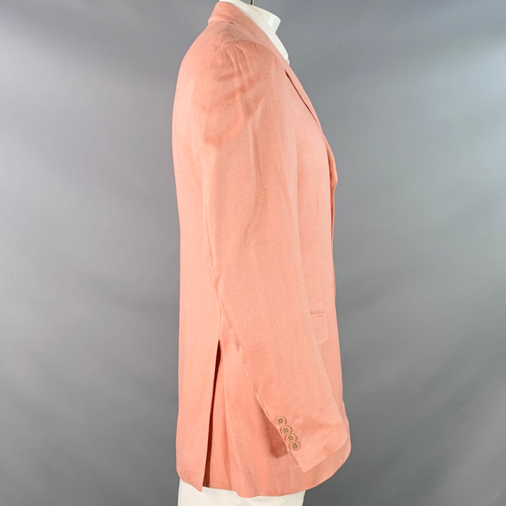 CANALI Size 42 Long Pink Bamboo Rayon Single Breasted Three Button Sport Coat