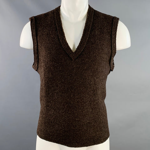 DANIEL CLEARY Size M Brown Heather Knit Acrylic Blend V-Neck Vest