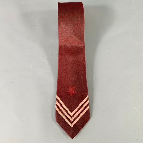 YVES SAINT LAURENT Burgundy Red Star Silk Tie