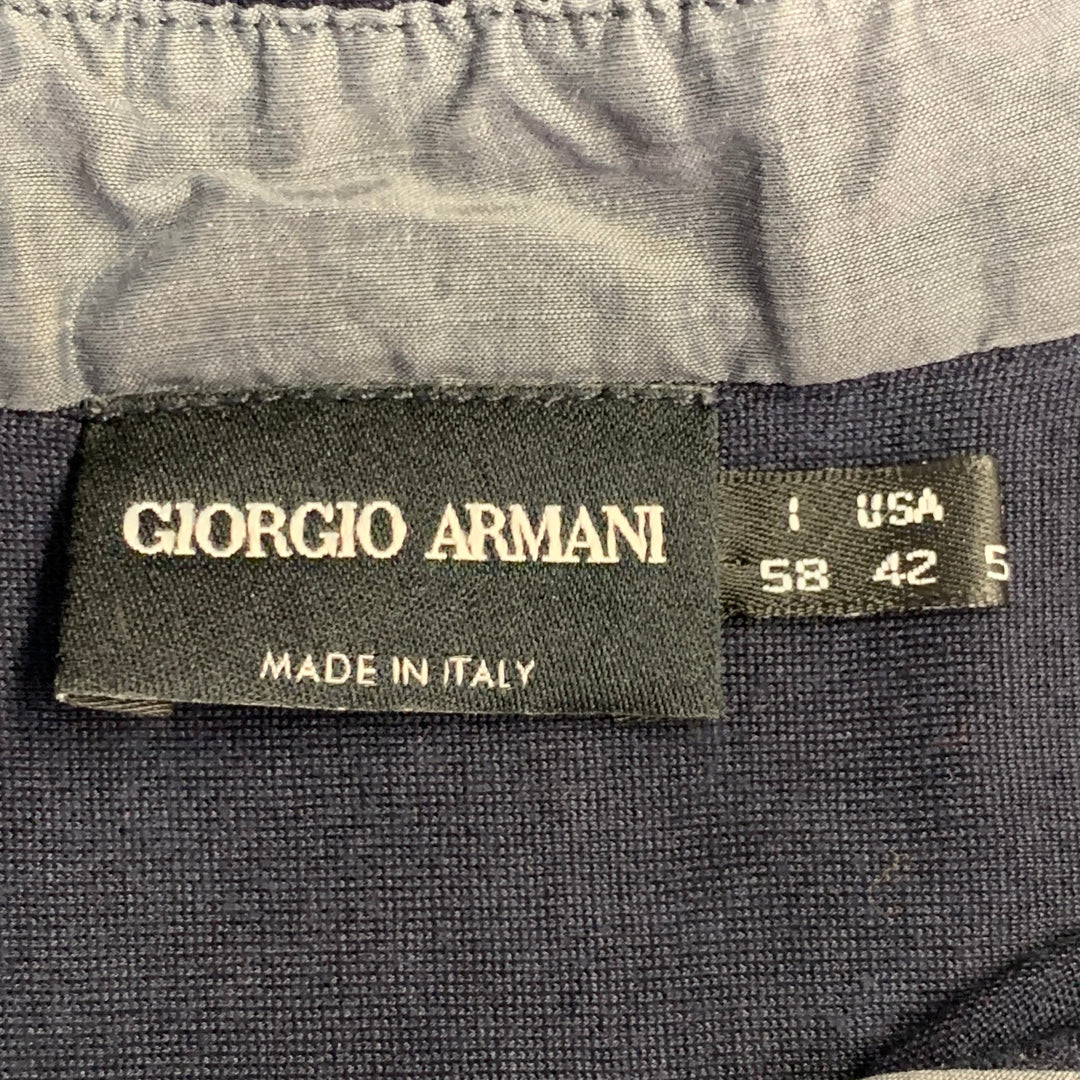 GIORGIO ARMANI Size L Navy Blue Contrast Trim Silk Blend Short Sleeve Polo