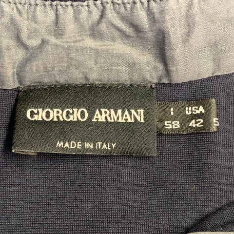 GIORGIO ARMANI Size L Navy Blue Contrast Trim Silk Blend Short Sleeve Polo