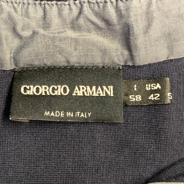GIORGIO ARMANI Size L Navy Blue Contrast Trim Silk Blend Short Sleeve Polo