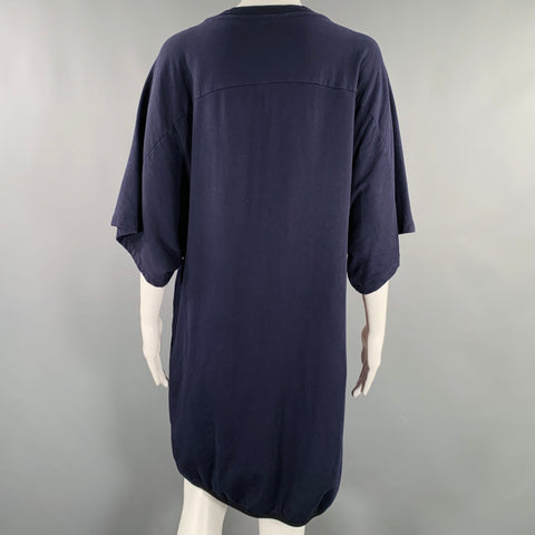 DRIES VAN NOTEN Size XS Navy Black Cotton Contrast Stitch Asymmetrical Dress