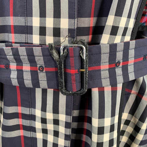 BURBERRY Size L Multi Color Cotton Plaid Belted Trench Coat
