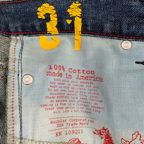 BUCKLER Size 31 Blue Cotton Denim Straight Jeans