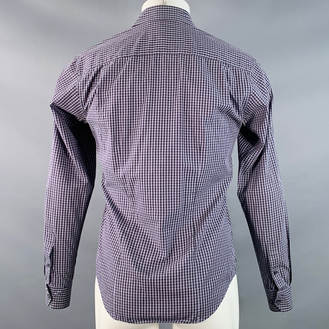 THEORY Size S Kyson Purple Black Gingham Cotton Button Down Long Sleeve Shirt