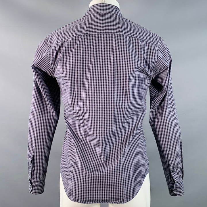 THEORY Size S Kyson Purple Black Gingham Cotton Button Down Long Sleeve Shirt
