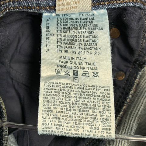 DIESEL Size 26 Tepphar Blue Cotton Blend Tapered Slim Distressed Jeans