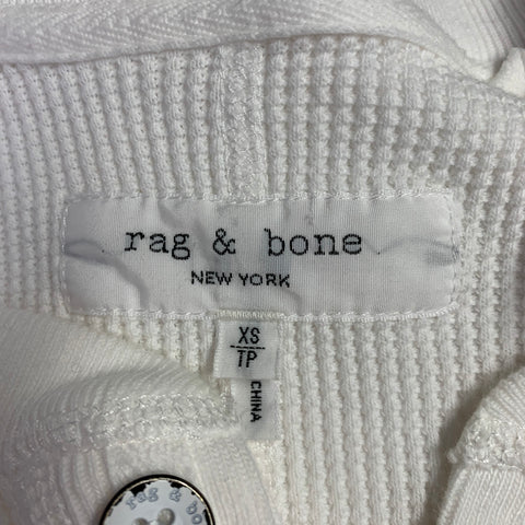 RAG & BONE Size XS White Waffle Knit Cotton Henley T-shirt