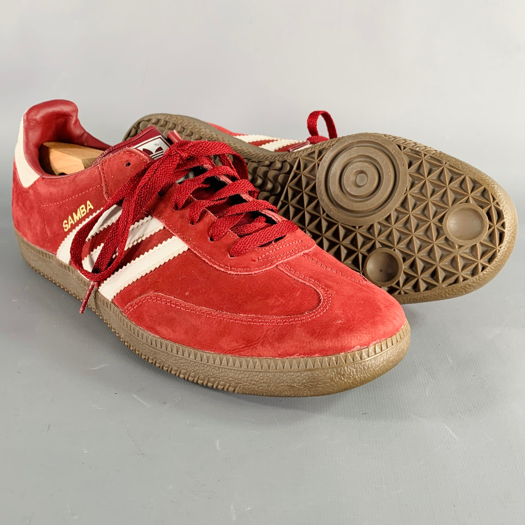 ADIDAS Size 10.5 Red White Stripe Suede Low Top Sneakers – Sui Generis  Designer Consignment