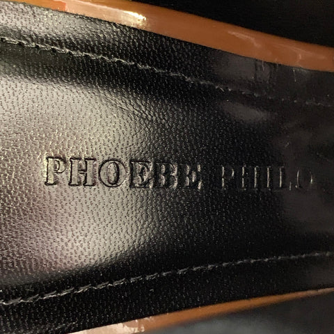 PHOEBE PHILO Size 7.5 Camel Patent Leather Square Toe Ankle Boots