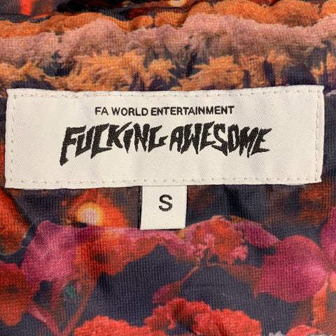 FUCKING AWESOME Size S Red Orange Floral Polyester Quilted Jacket
