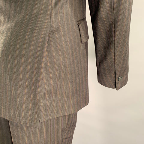 TED BAKER Chest Size 40 Black Multi Color Pinstripe Wool Notch Lapel 32 31 Suit