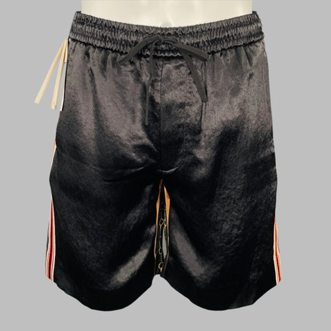 GUCCI Size 28 Gold Black Stripe Acetate Joggers Shorts
